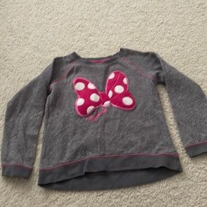Girls minnie mouse grey/pink sweater. Sz- Girl 10. 60%cotton 40%poly.